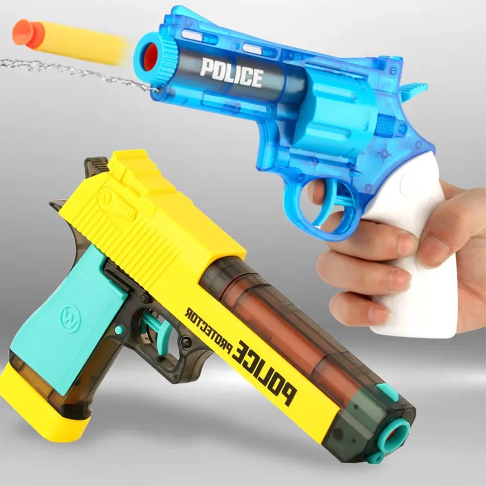 Giocattoli per bambini pistola giocattoli di decompressione pistola Revolver 2 IN 1 pistola a proiettile morbido vuoto appeso Revolver lanciatore giocattolo regali per bambini
