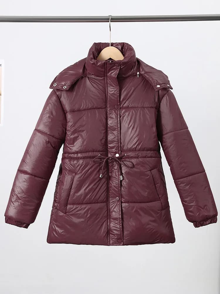 Cappotti Invernali da Donna in Cotone Spesso, Giacche Casual con Cappuccio, Collo Alto, Cerniere, Maniche Lunghe, Tinta Unita, Moda Invernale 2025, Capispalla Caldi per Signora