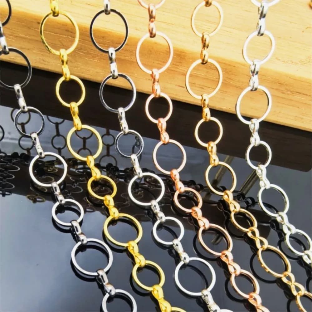 Catene a maglie con anelli chiusi rotondi da 1 metro Catene in ottone per collane fatte a mano fai-da-te Creazione di gioielli Accessori all'ingrosso