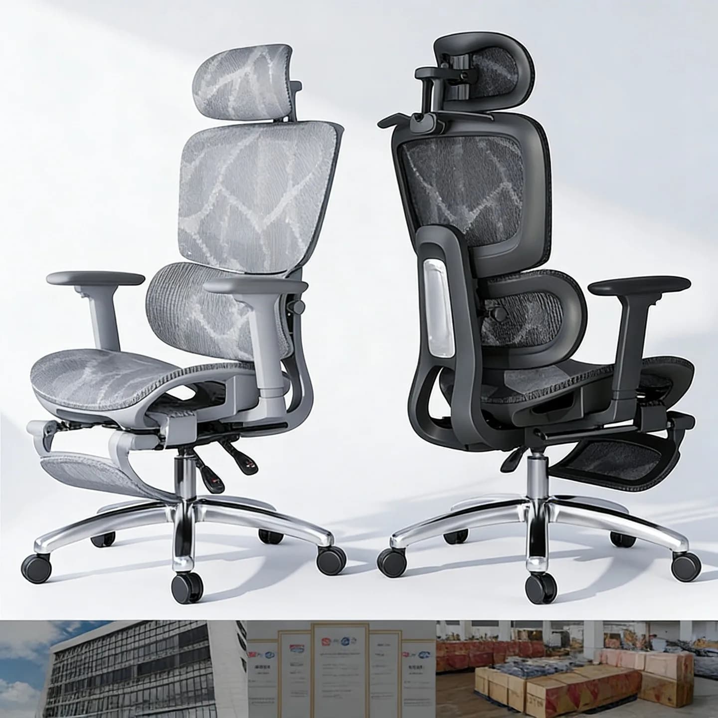 Sedia da Ufficio Ergonomica con Supporto Lombare Regolabile, Reclinabile, per Gaming e Computer, con Poggiapiedi, Girevole per Studio e Casa