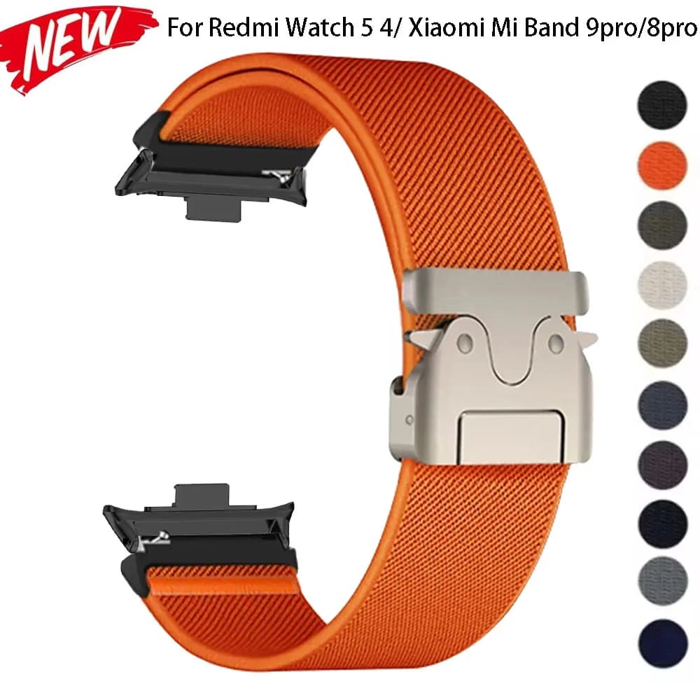 Nylon Strap For Redmi Watch 5 4 Bracelet For Xiaomi Mi Band 9pro/8pro Wristband Men Women Sports Watchband Metal Strap Accessory