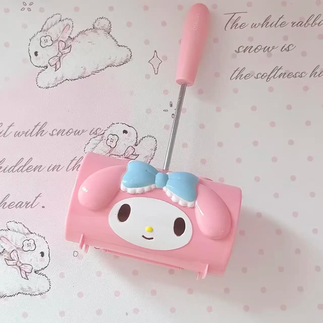 Kawaii My Melody Lint Roller With Long Handle Cute Cartoon Dust Remover Portable Pet Hair Sticky Roller For Clothes Sofa
