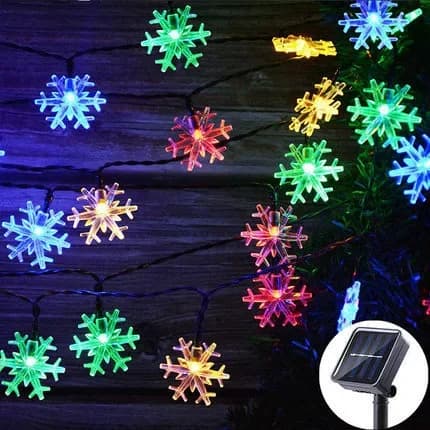 Luci Solari a LED a Forma di Fiocco di Neve per Giardino, Ghirlanda Luminosa Impermeabile per Esterni, Decorazione per Patio, Cortile, Alberi e Feste Natalizie