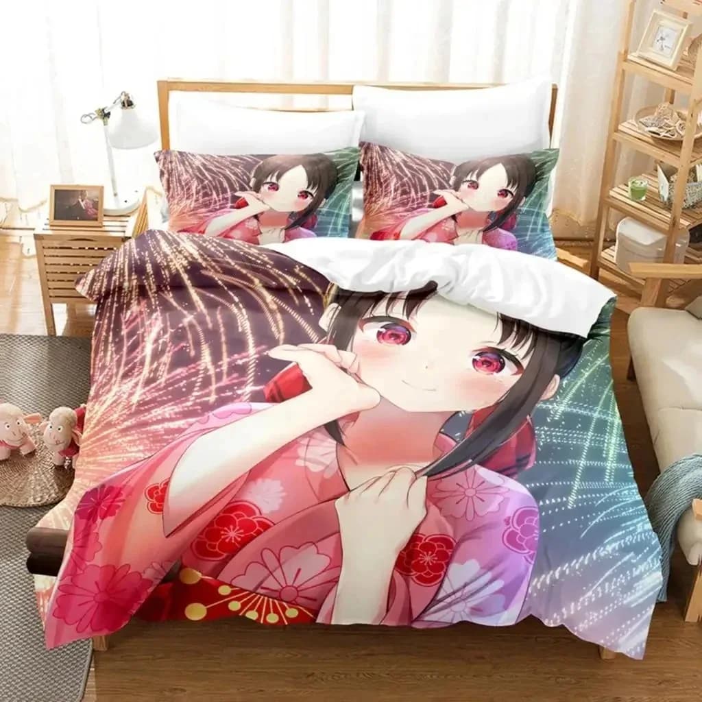 Stampa 3D Anime Kaguya-sama Love Is War Miss Huiye Set biancheria da letto Ragazzi Ragazze Twin Queen Size Copripiumino Federa Letto Ragazzi Adulti