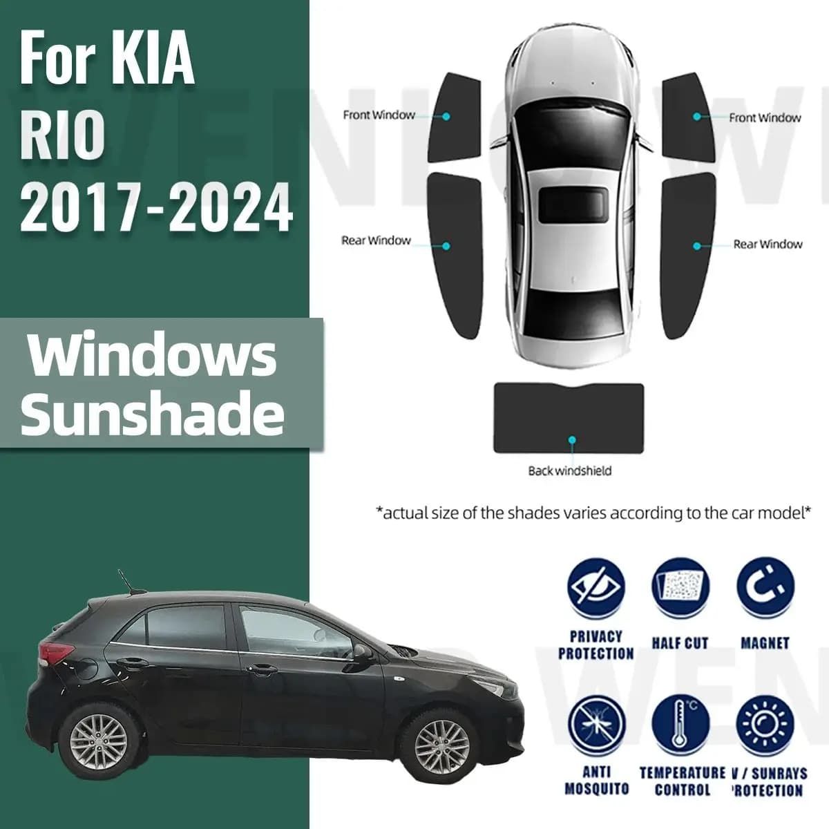Per Kia RIO 2017-2023 2024 Parasole magnetico Auto Visiera parasole Parabrezza anteriore Tende Estate Finestra Parasole Accessori auto