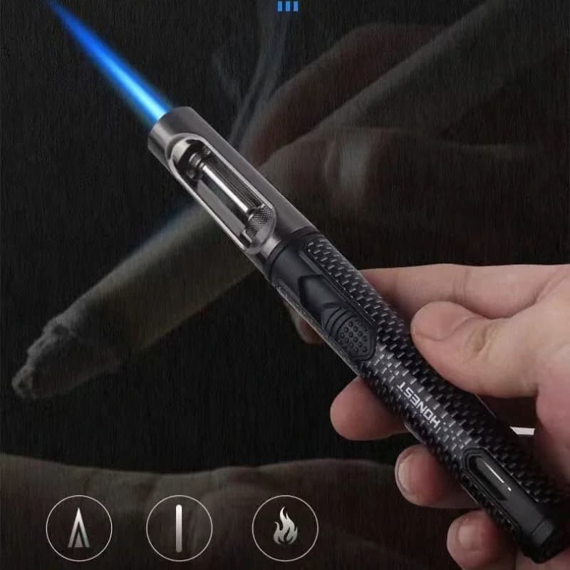 HONEST Antique Metal Accendino Torcia Penna Reusable Lighter Jet Flame Gas Butano Lighter Kitchen BBQ Camping Gadget Men's Gift