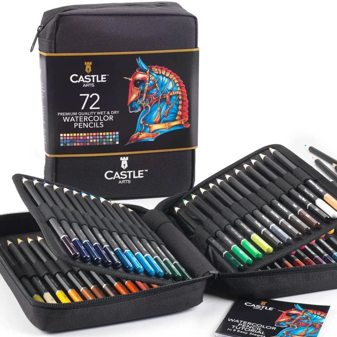 Set di 72 matite acquerellabili con custodia da viaggio per artisti - Colori vivaci, effetti sfumati