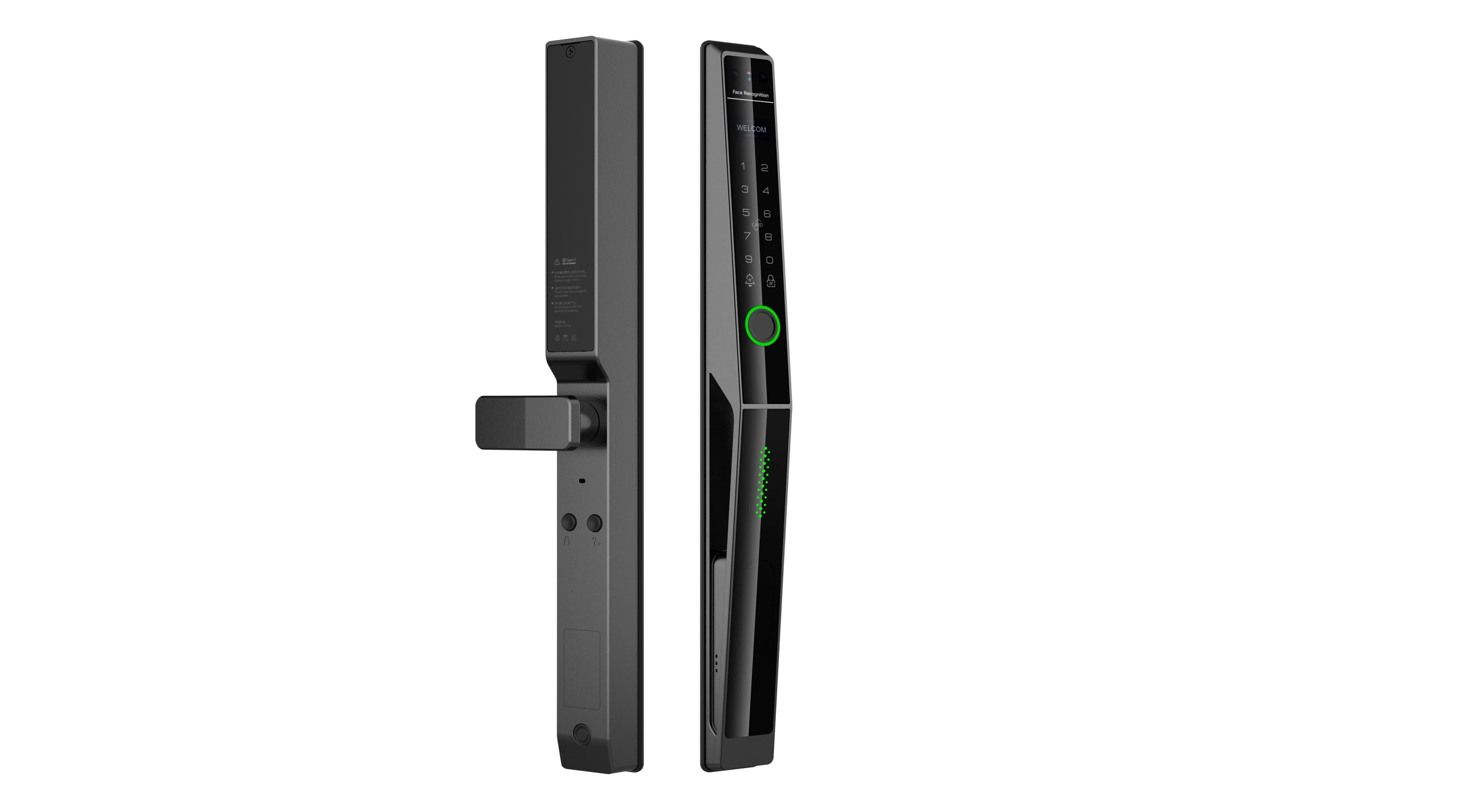 Serratura intelligente automatica Face Z7, doppia sbloccatura tramite impronta facciale e venosa, porta scorrevole piatta in alluminio a ponte termico interrotto