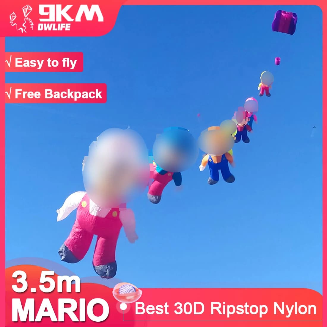9KM 3.5 m MAO Kite Ripstop Nylon Fabric Line Laundry Aquilone Soft Pendant Great Professional kit for Adults with Bag