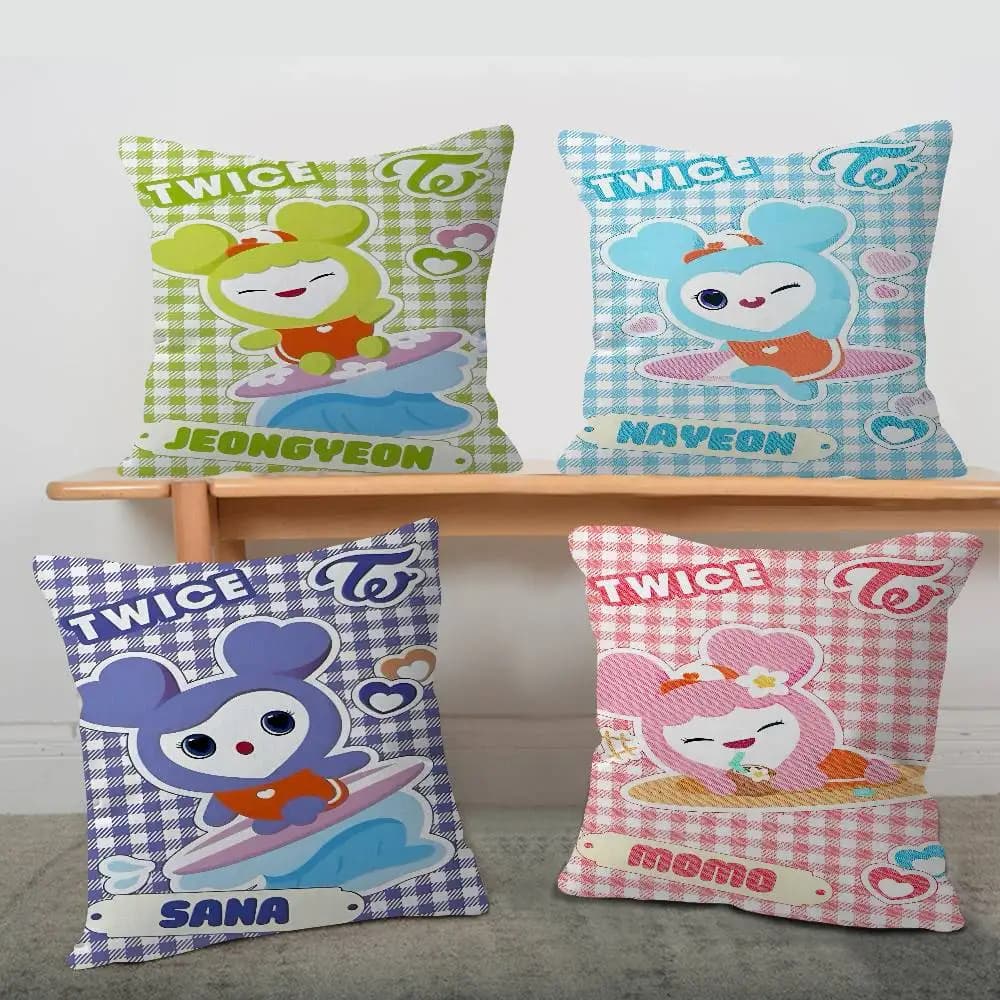 Cuscino K-POP T-TwiceS, Federa per Cuscino, Decorazione per Soggiorno e Divano, Personalizzabile