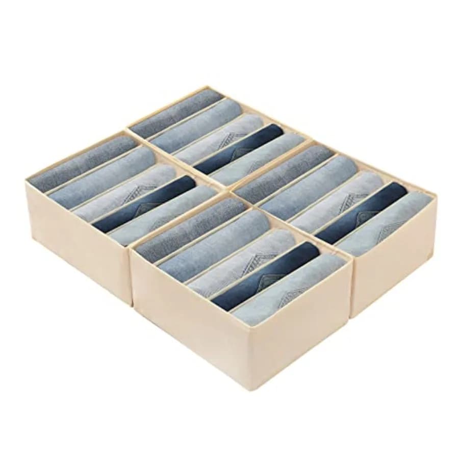 Organizzatore per Jeans da Armadio, Set da 4 Organizzatori per Cassetti, Organizzatore per Vestiti e Abbigliamento, Organizzatore per Jeans da Armadio Dee