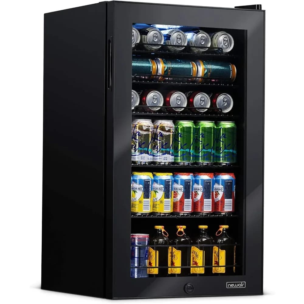 Frigorifero per bevande da 126 lattine, mini frigorifero per bevande con porta in vetro per birra, soda, vino – Frigo indipendente compatto per la casa,