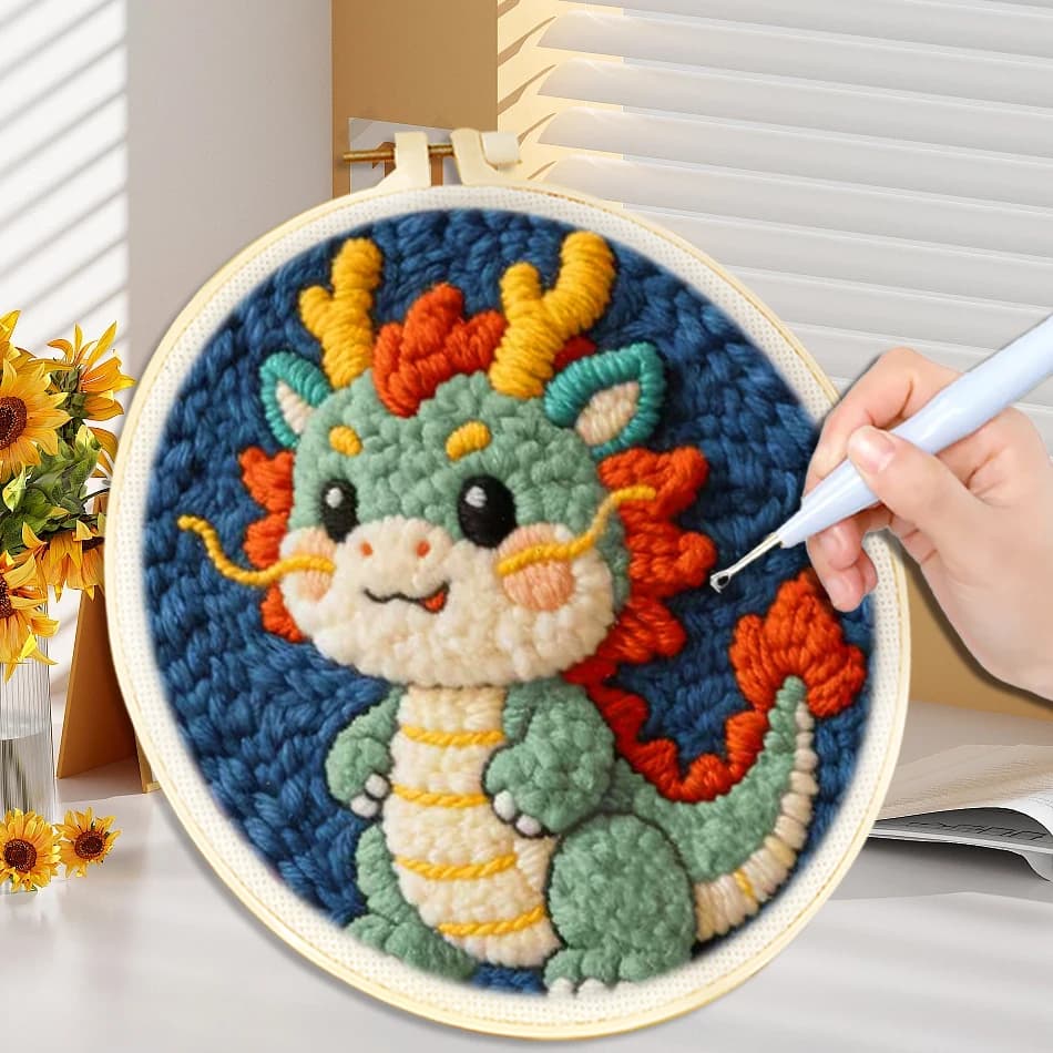 Punch Needle Kit for Adult Rug Yarn Hooking Beginner Kit Punch Needle Fabric With Pattern Yarns Embroidery Hoops Craft Supplies