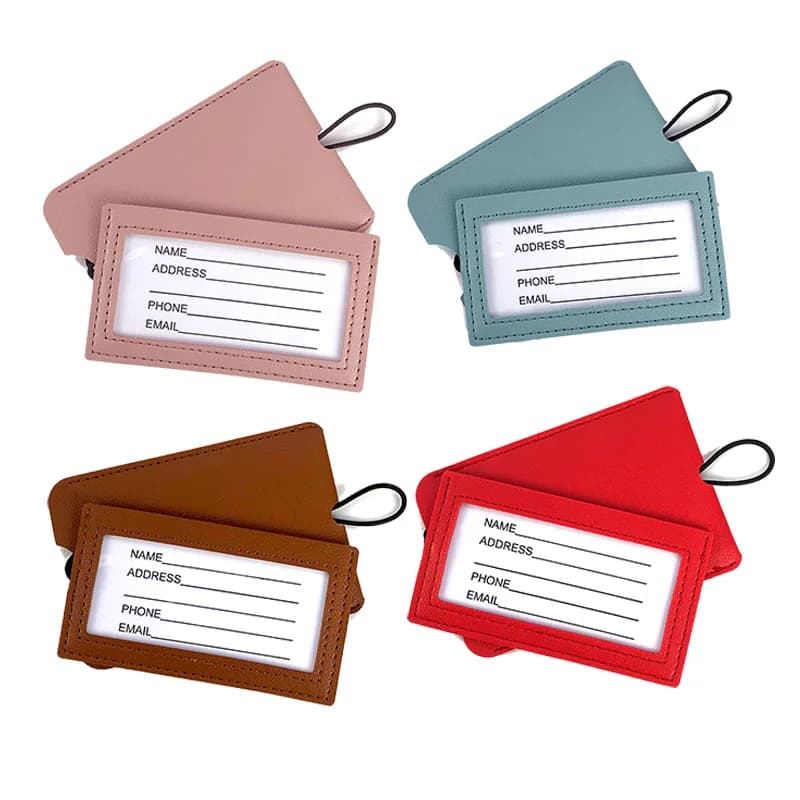 Etichette per Valigie da Donna alla Moda, Tinta Unita, Porta Indirizzo ID, Etichetta per Bagagli, Etichetta in Pelle Portatile, Accessori da Viaggio