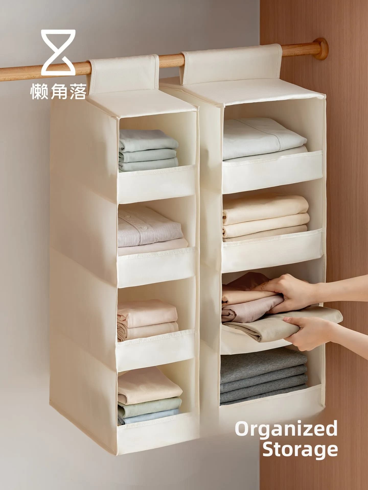 LanCorner Hanging Storage Bag Fabric Multi-Layer Closet Organizer for Underwear Socks Laundry Home Use Corner Solution