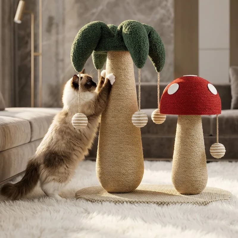 Space Saving Sisal Cat Tree Integrated Cat Scratcher Post Vertical Floor To Ceiling Cat Scratch Frame For Home Small Apartment