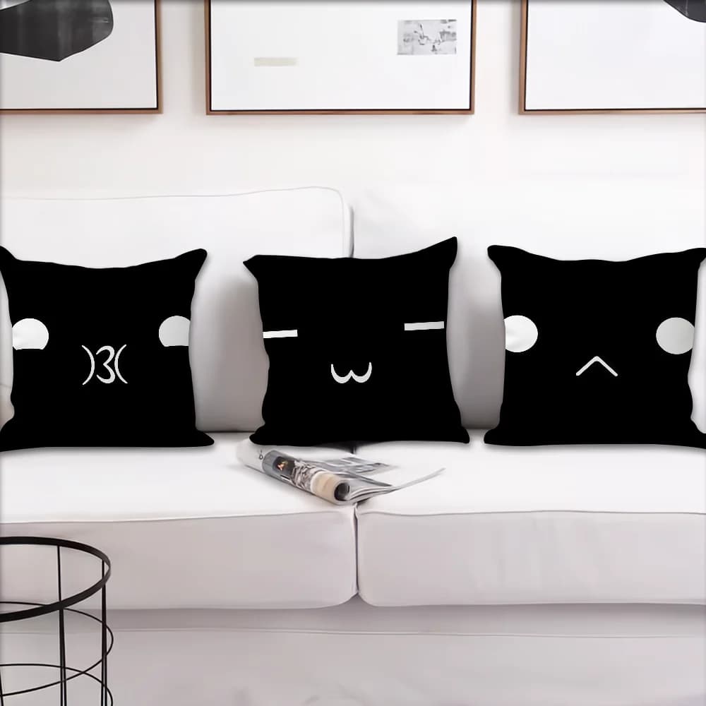 Cute meme funny face black white art cushion cover For Pillow Printing Sofa Decoration Home Room Shop Office Nordic Simplicity