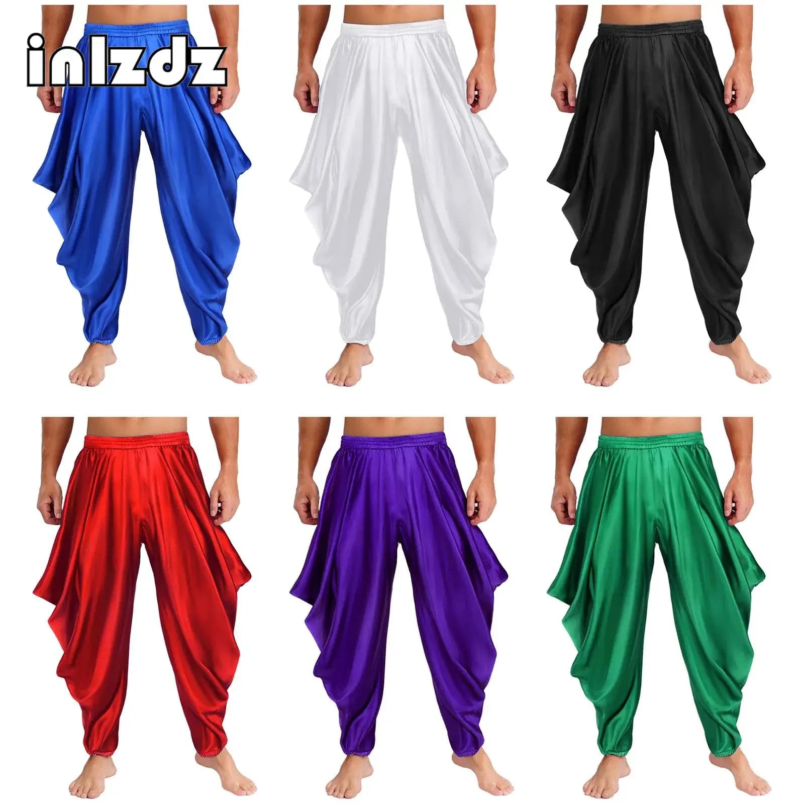 Men's Pants Arab Prince Arabic Cosplay Dress up Pants Harem Stretch Belt Smoothed Wide Pants For Festival Fashion Daily Clothing