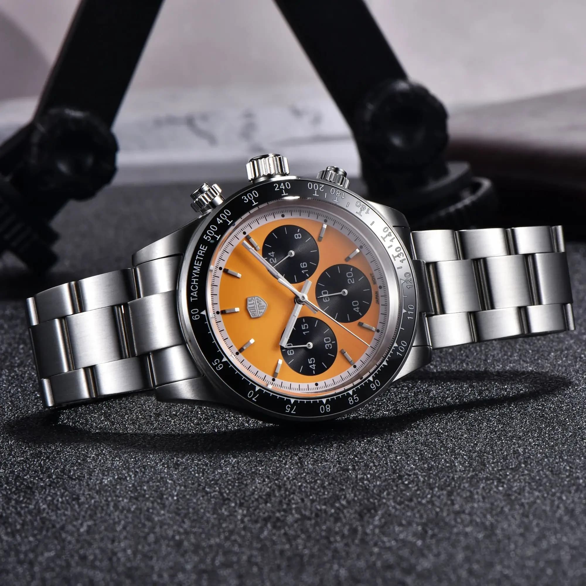 Rollstimi Retro Sport Cronografo Orologio al quarzo di lusso per uomo VK63 Movt Orologio impermeabile in acciaio inossidabile 100M per PAGANI DESIGN