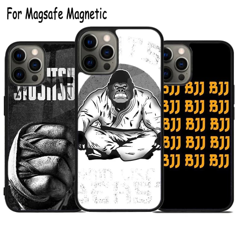 Custodia per telefono con ricarica wireless Judo Jiu Jitsu BJJ per iPhone 17 Air 15 16 16e 14 13 11 12 Pro Max Plus, cover magnetica Magsafe con paraurti