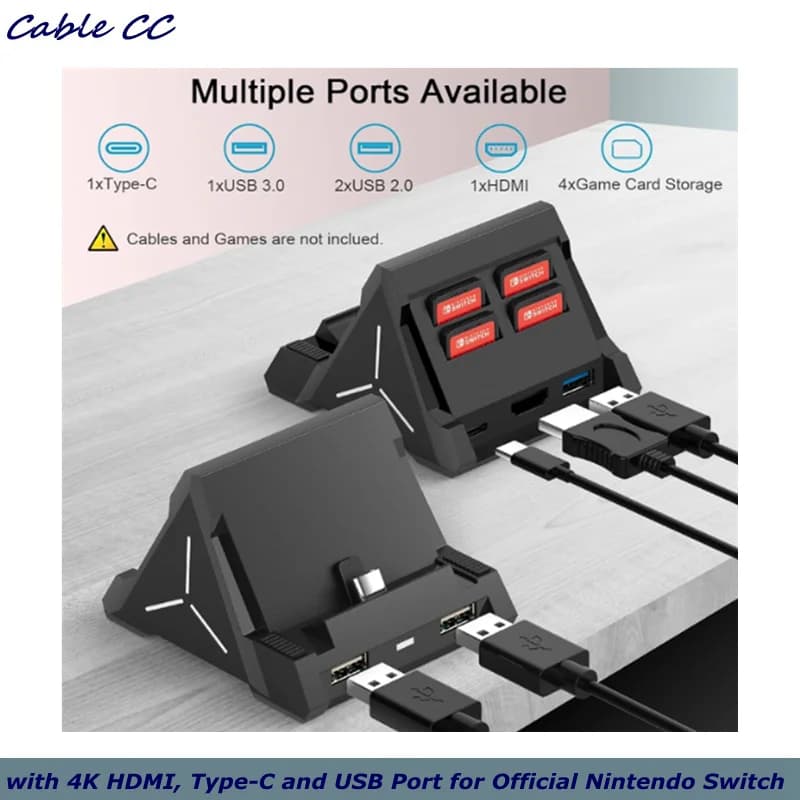 Dock per Switch OLED, docking station TV sostitutiva portatile con porta HDMI 4K, tipo C e USB per Nintendo Switch ufficiale