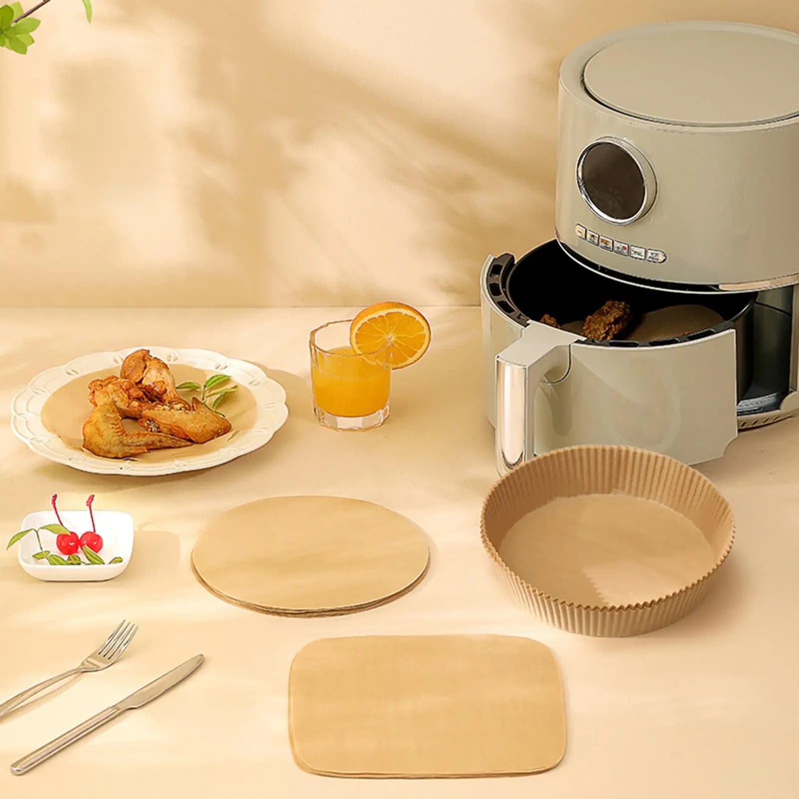 Fogli di Carta Forno Antiaderente per Padelle e Friggitrici ad Aria da Cucina