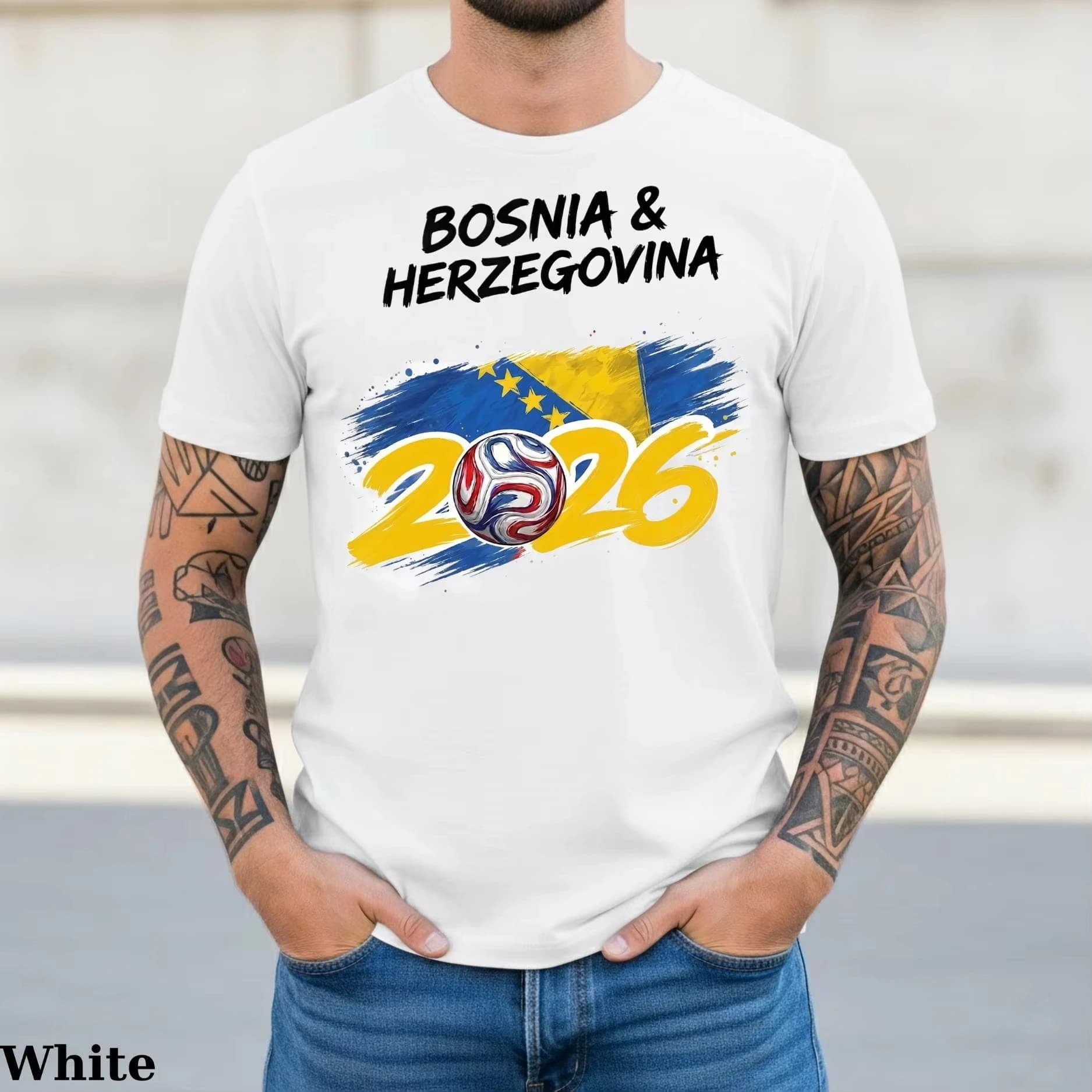 Nuova Maglia della Repubblica di Herzegovina 2026, T-shirt con Bandiera Bosniana, Maglietta Estiva in Cotone da Uomo, Stile Y2K