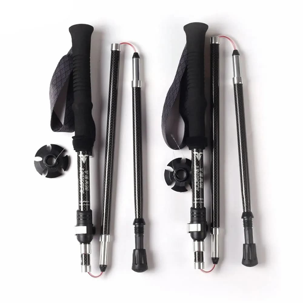 Foldable five-section carbon fiber 3K trekking poles for outdoors Travel equipment for ultralight portable trekking stick ZK52S
