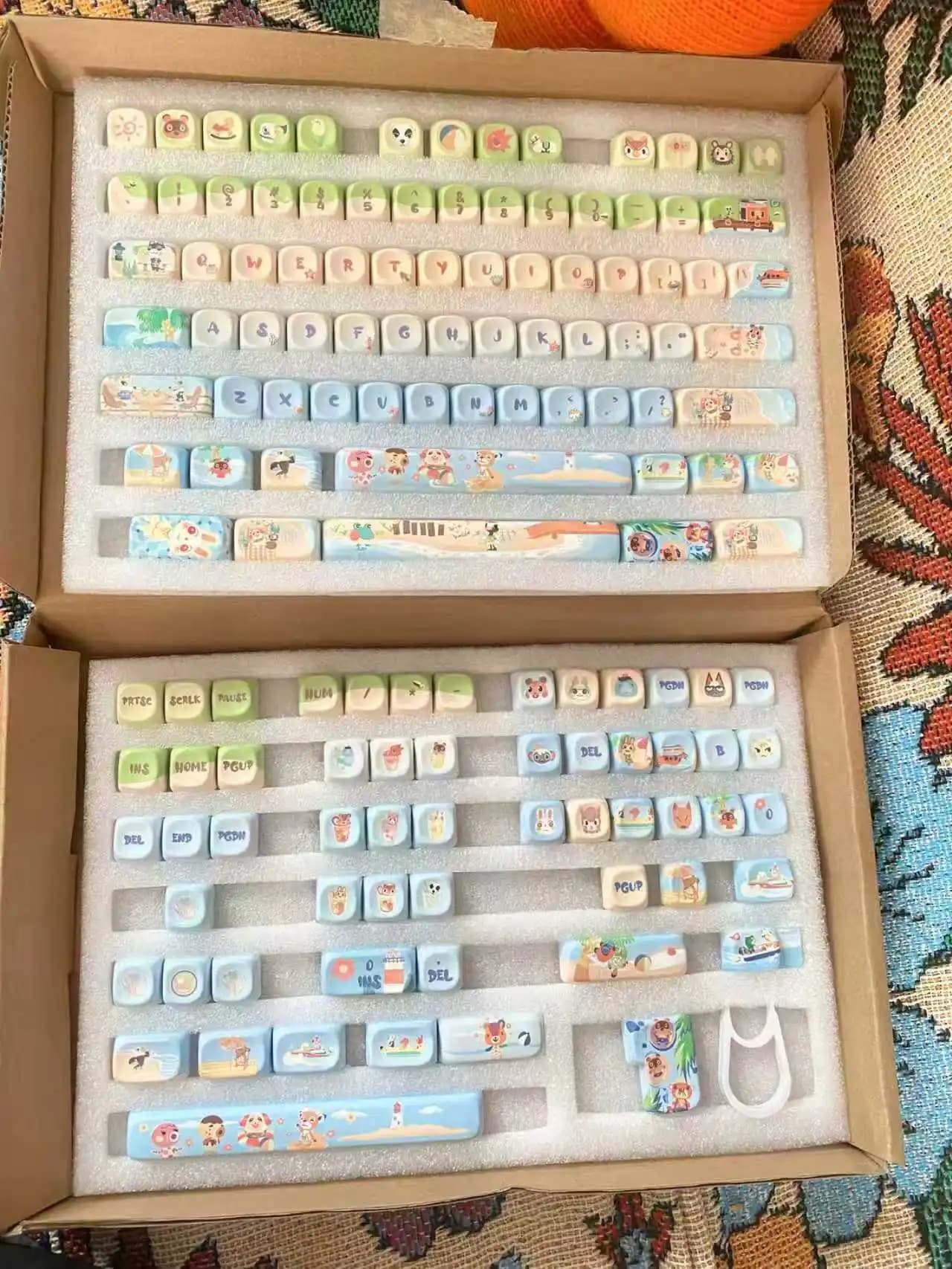 Set di Tasti per Tastiera Meccanica Summer Beach, 135 Tasti, Tema Animali, Personalizzabili, Carini, per Giochi, Profilo MOA, Tasti Colorati a Sublimazione