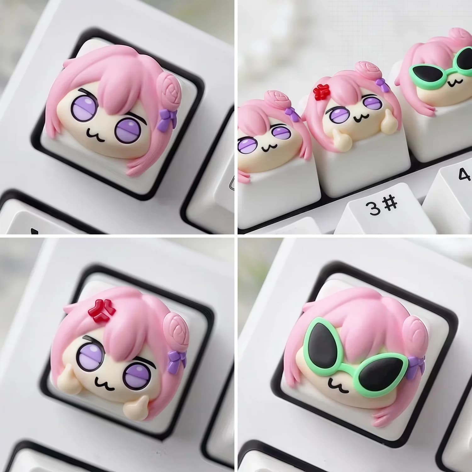 NIKKE Doro Keycaps cartoon resin keycaps, Mechanical Keyboard keycaps, Gaming Artisan KeyCap kawaii girl cute keycaps,Esc keycap