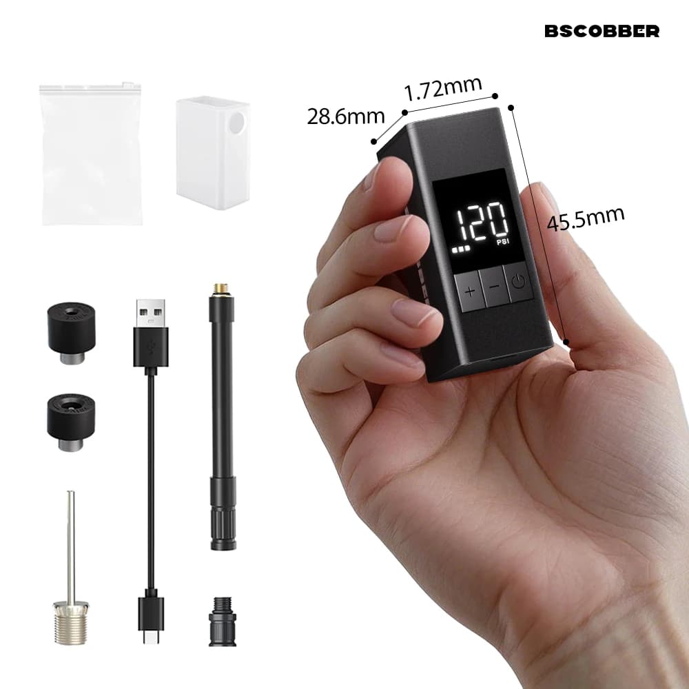 BSCOBBER Portable Air Pump A3S Digital Bicycle Display Schrader Presta Pneumatics Electric Air Cooler 120PSI Mini Pump