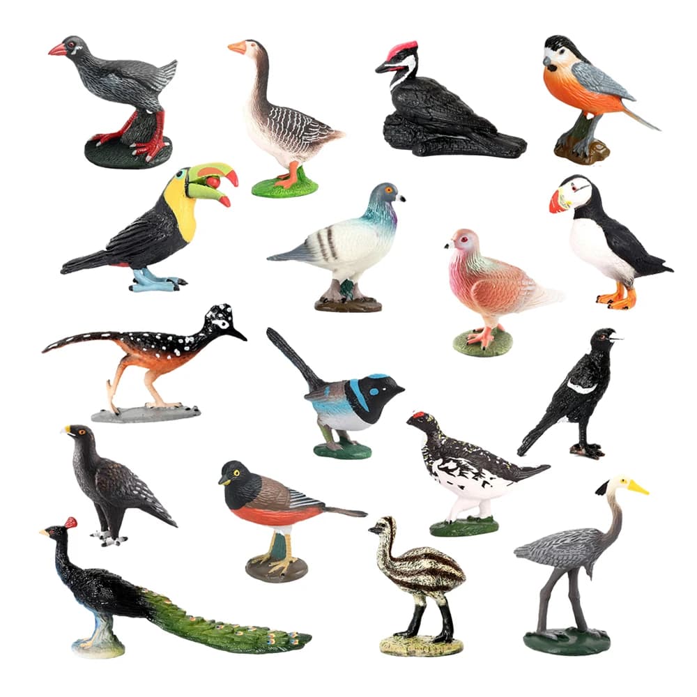 Gufo Fenicottero Turchia Tucano Seahawk Modello Figurine di animali Giocattolo di plastica per uccelli Action Figure Avventure nella giungla Regali per bambini Zoo della foresta