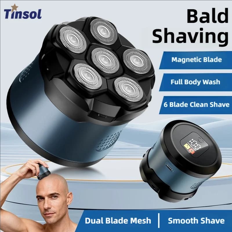 TINSOL New men's electric hair cutter Magnetic 6 blades Rechargeable USB electric haircut waterproof