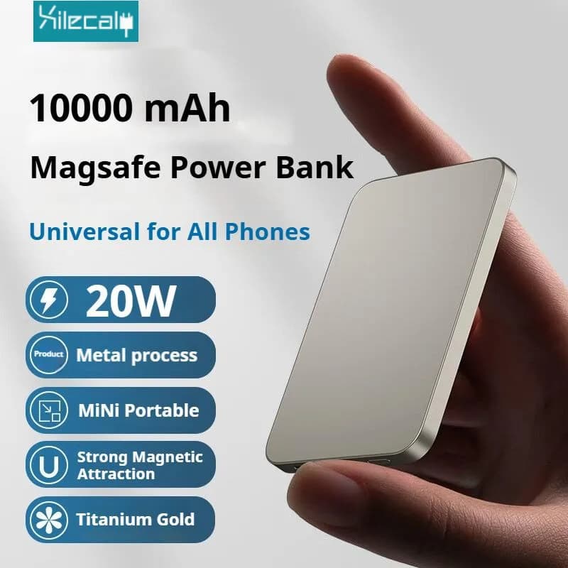 For Magsafe Power Bank 10000mAh 15W Wireless 20W PD Ultra-thin Quick Rechargeable Titanium Portable Charger for iPhone 16 Samsung S25