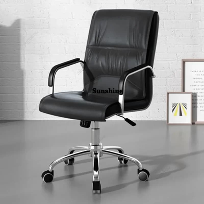 Sedia da Ufficio Girevole Nera con Braccioli, Design Nordico, per Gaming e Relax, Mobili per Ufficio