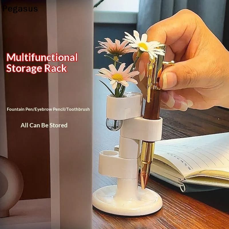 New Bathroom Rotating Brush Holder, Desk Organizer for Makeup Brushes and Pens