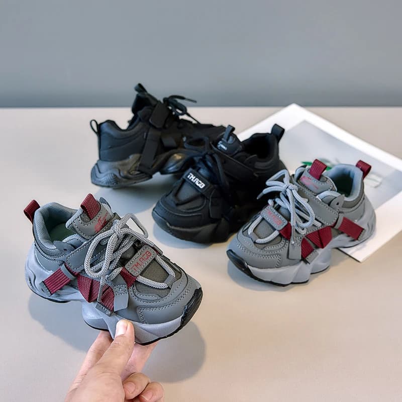 Children Sneakers Thick Soft Bottom Kids Running Shoes Non-slip Handsome 2025 New Fashion Kids Casual Shoes Mesh Breathable