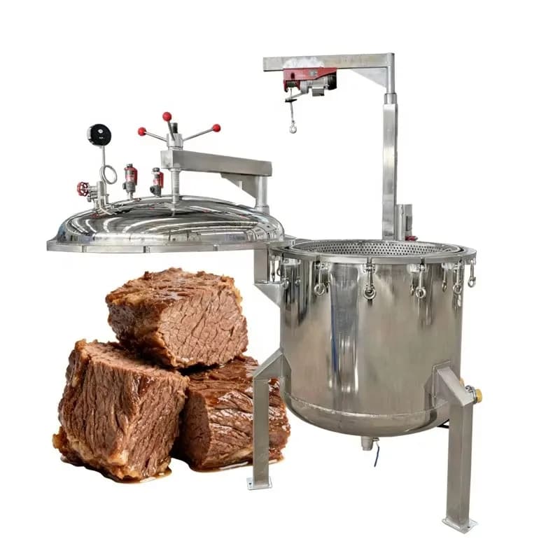 Lower Price Industrial Brazing Kettle 600l 800l High Pressure Cooking Machine for Food Harness with Lifting System