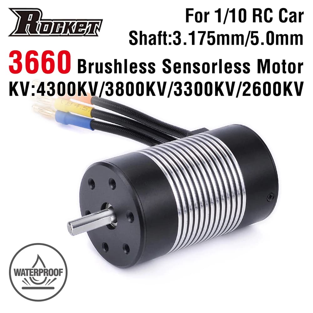 Rocket 3660 Motore Brushless Sensorless Impermeabile 4300KV 3800KV 3300KV 2600KV per 1/10 Tamiya GTR Traxxas HSP Lexus RC Auto