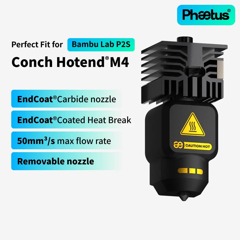Kit Hotend Phaetus Conch M4 per Bambu Lab P2S con Ugello in Carburo da 0.2/0.4/0.6/0.8mm per Stampante 3D Bambulab P2S