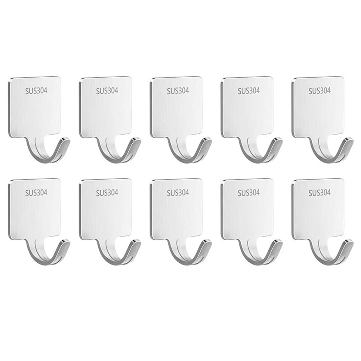 10Pcs No Drill Towel Hooks Stainless Steel Wall Hooks Coat Hangers Keys Clothes Cap Towel Holder For Bathroom Kitchen