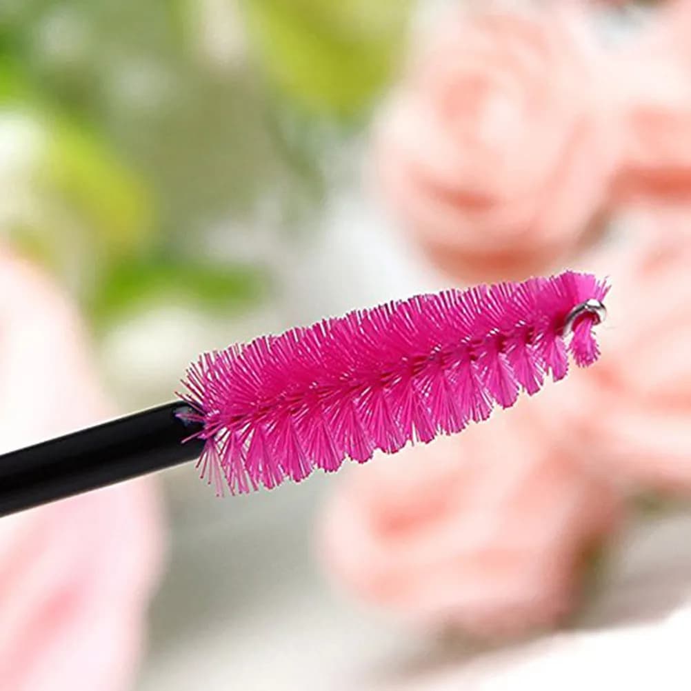 50 Pieces Disposable Slippers for Mascara, Brushes for Eyelashes, Penets Arricciaciglia, Eyelash Makeup Tool, Red Pink, Professional Use