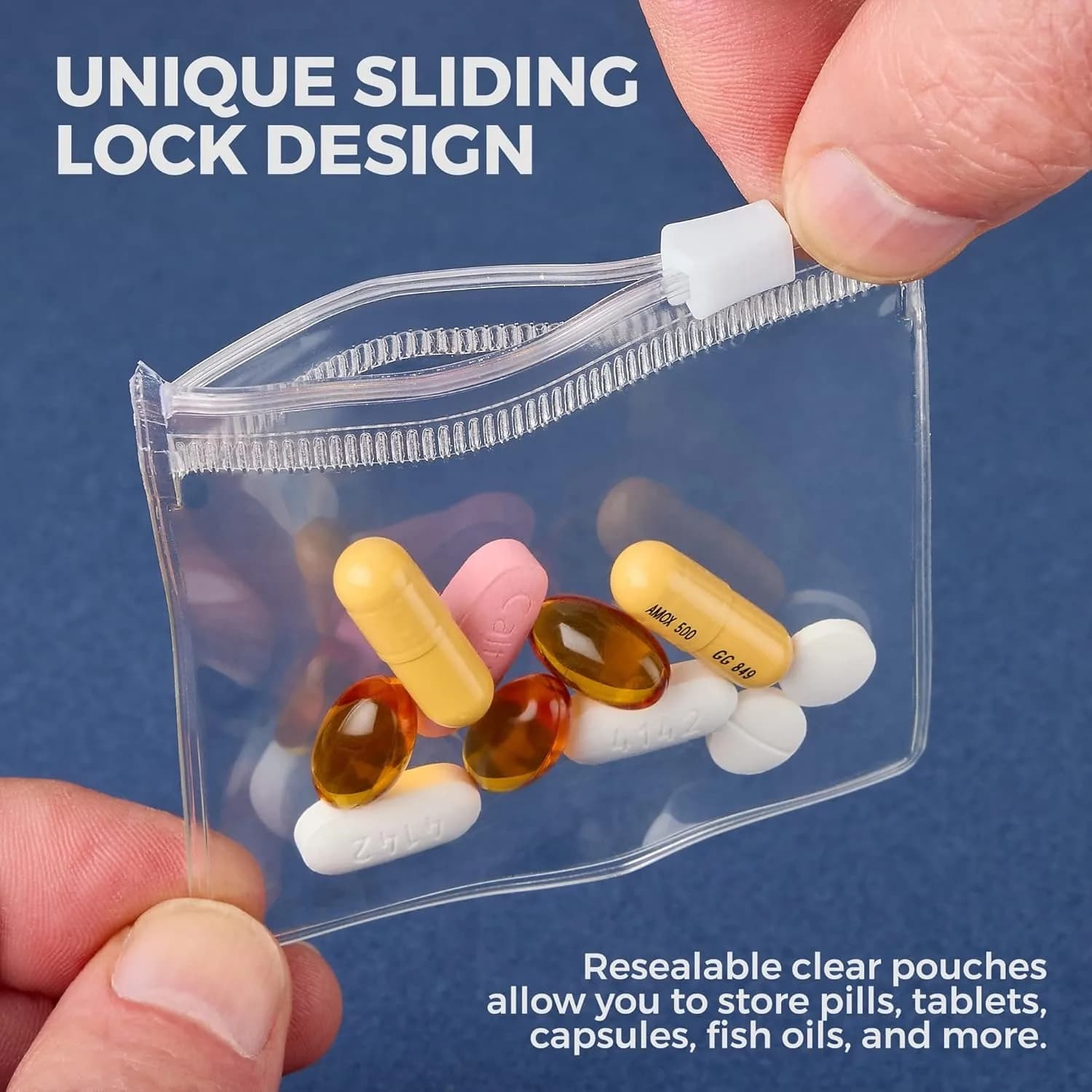 10 Pcs,Zippered Pill Pouch Bags - Slide Lock Clear Plastic Mini Bags, BPA-Free for Pills Vitamins, Supplements, Medications, Jewelry, Crafts, Small Objects - Self-Sealing, Reusable, Travel-Friendly