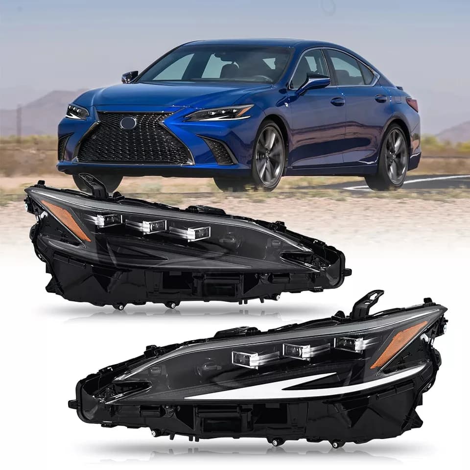 Coppia di gruppi fari per Lexus ES250 ES300h ES350 2018-2019-2024 Fari per auto modificati a LED con indicatori di direzione sequenziali