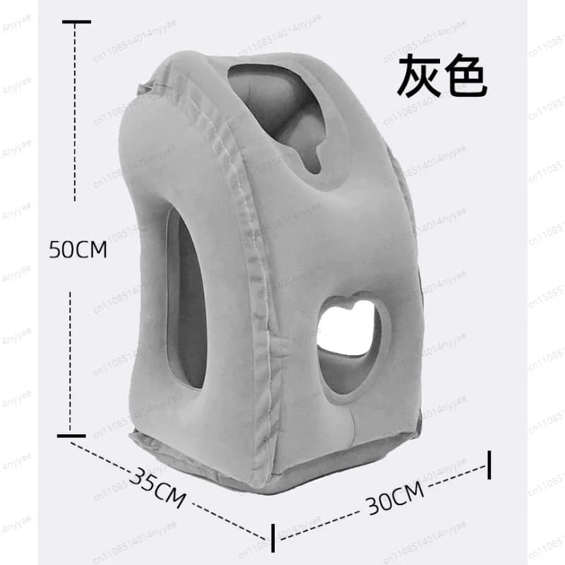 Airplane Train Inflatable Travel Neck Pillow PVC Flocked Cervical Support Pillow Portable Nap Pillow For Office Prone Sleeping