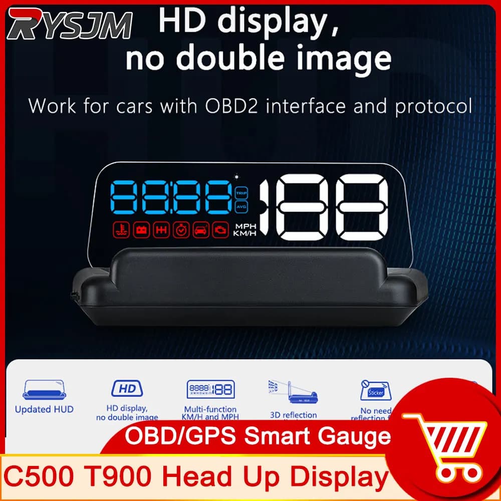 OBD/GPS HUD C500 T900 Head Up Display Specchio Proiettore Computer di bordo Allarme Cartronics Accessori Tachimetro personalizzato