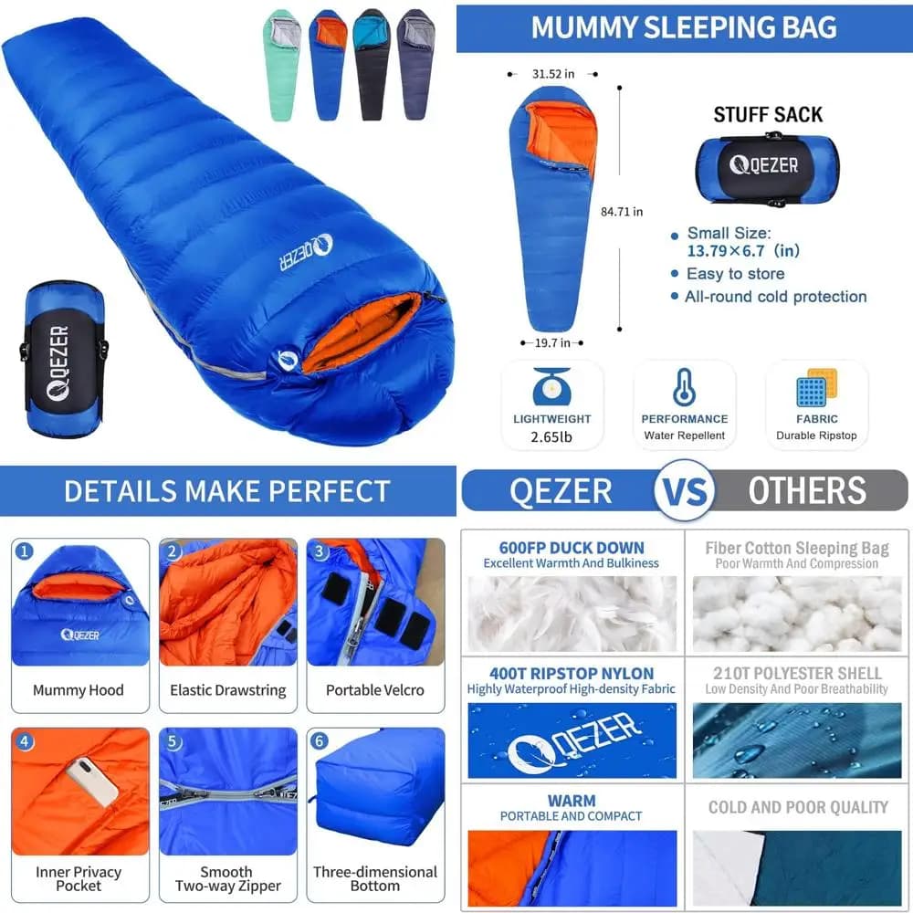 Ultra hot adult baby bag for shoulder bag in cold season: 0 ° F to 20 ° F temperature rating with compact storage bag