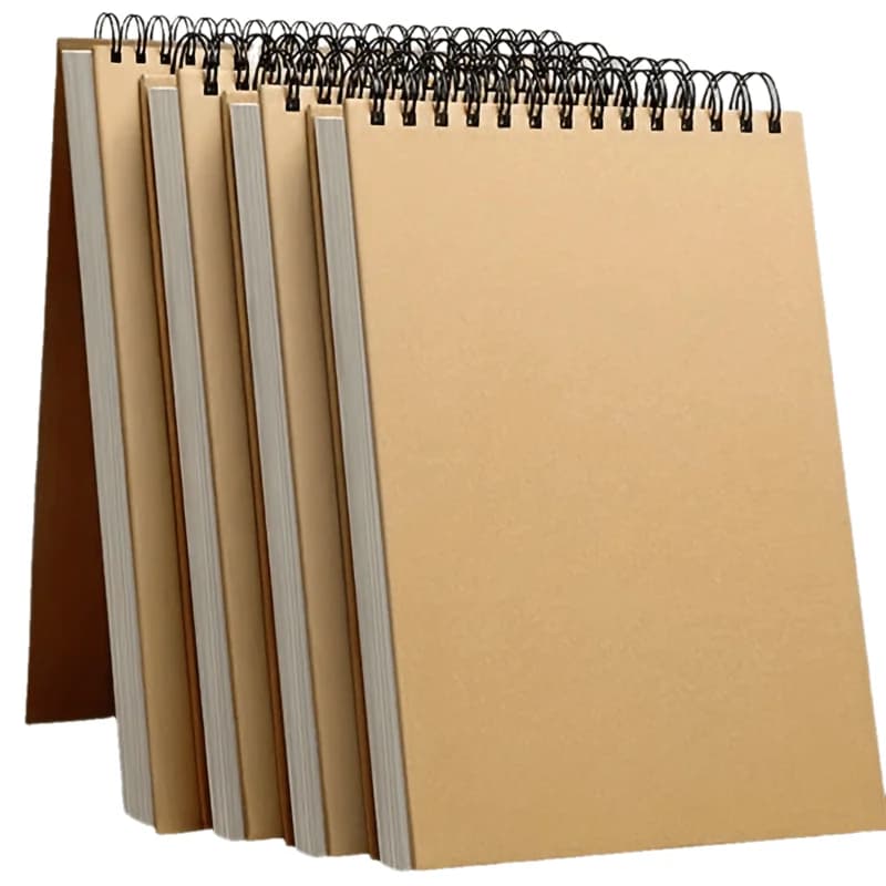 1 pz 60 fogli/120 pagine Quaderno a spirale in carta Kraft vintage, libro da disegno ad acquerello, diario multiuso per scrapbooking, diario quotidiano
