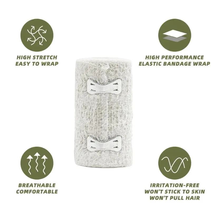 Nuovo Set di 6 Bende Elastiche in Crepe per Kit di Pronto Soccorso, Medicazione Ferite, Cura Infermieristica, Emergenze e Sport all'Aperto