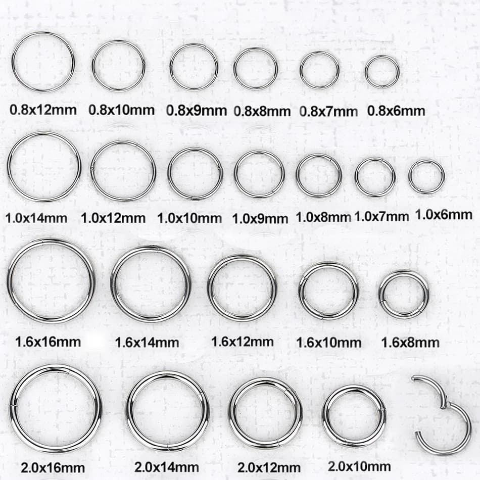 1Pc In Acciaio Inox 316L Incernierato Segmento Anello Al Naso Dell'orecchio Cartilagine Trago Helix Lip Piercing Naso Cerchio Del Corpo gioielli penetranti